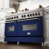 ZLINE 60 in. 7.4 cu. ft. Dual Fuel Range with Gas Stove and Electric Oven in DuraSnow Stainless Steel and Colored Door Options (RAS-60) [Color: DuraSnow Stainless Steel with Blue Gloss Door]