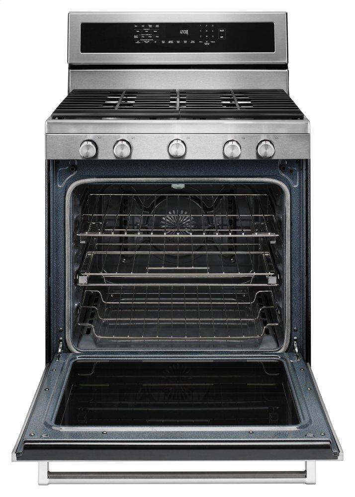 30-Inch 5 Burner Gas Convection Range with Warming Drawer - Stainless Steel