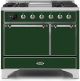 Majestic II 40 Inch Dual Fuel Liquid Propane Freestanding Range in Emerald Green with Chrome Trim