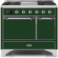 Majestic II 40 Inch Dual Fuel Liquid Propane Freestanding Range in Emerald Green with Chrome Trim