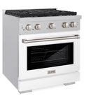 ZLINE 30 in. 4.2 cu. ft. Paramount Dual Fuel Range with 4 Burner Gas Cooktop and Electric Convection Oven in DuraSnow' Stainless Steel with White Matte Door (SDRS-WM-30)