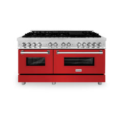 ZLINE 60 in. 7.4 cu. ft. Dual Fuel Range with Gas Stove and Electric Oven in Stainless Steel with Color Options (RA60) [Color: Red Matte]