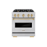 ZLINE Autograph Edition 30 in. 4.2 cu. ft. Classic Dual Fuel Range with 4 Burner Gas Cooktop and Electric Convection Oven in Stainless Steel with Polished Gold Accents (CDRZ-30-G)