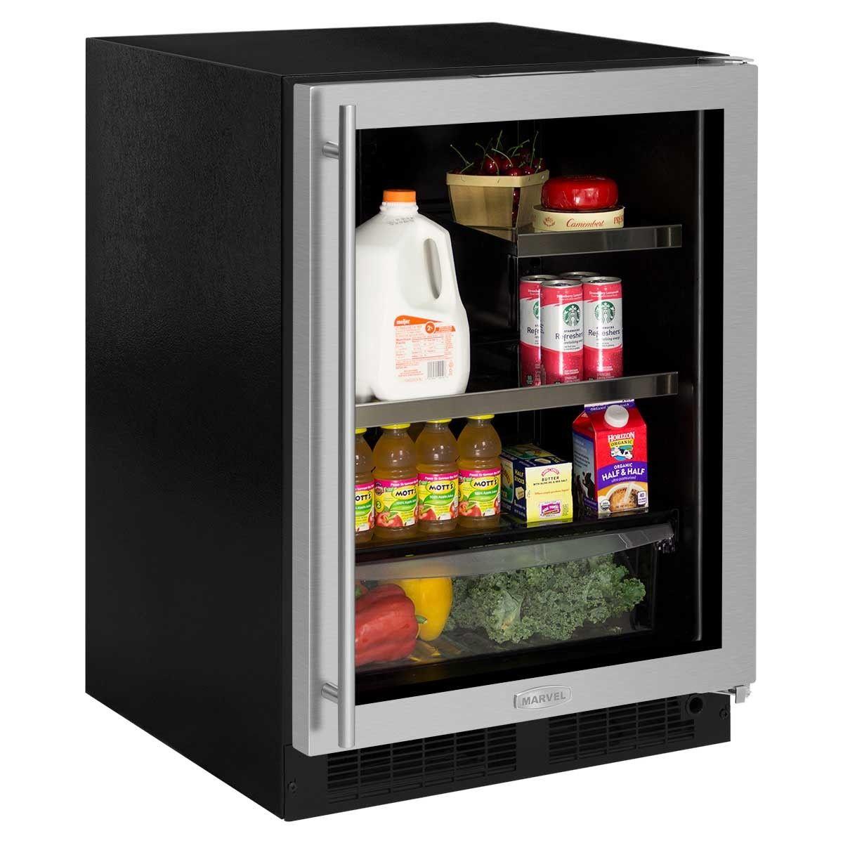 24-In Built In Beverage Refrigerator with Door Style - Stainless Steel Frame Glass, Door Swing - Right