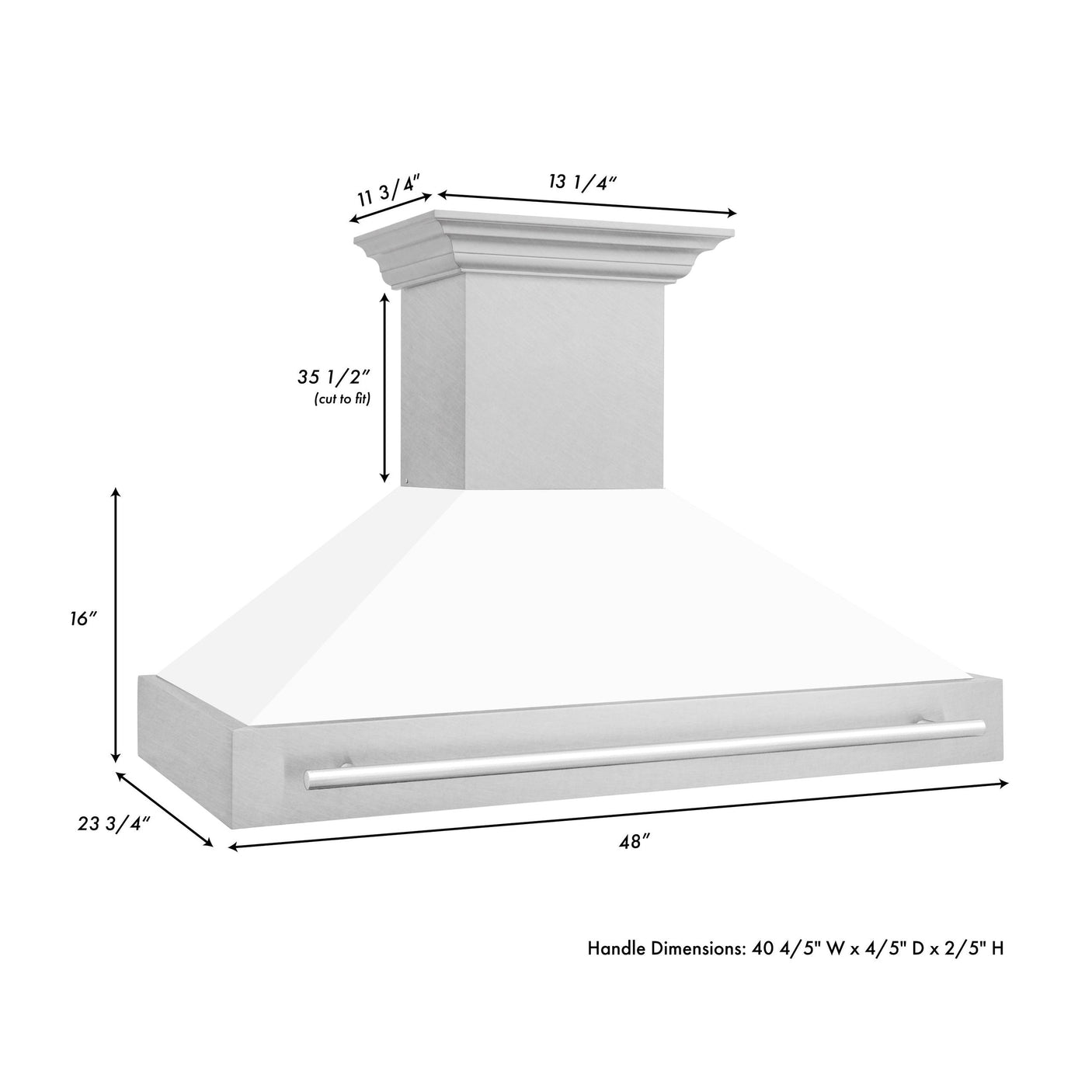 ZLINE 48 in. DuraSnow Stainless Steel Range Hood with Colored Shell Options (8654SNX-48) [Color: White Matte]