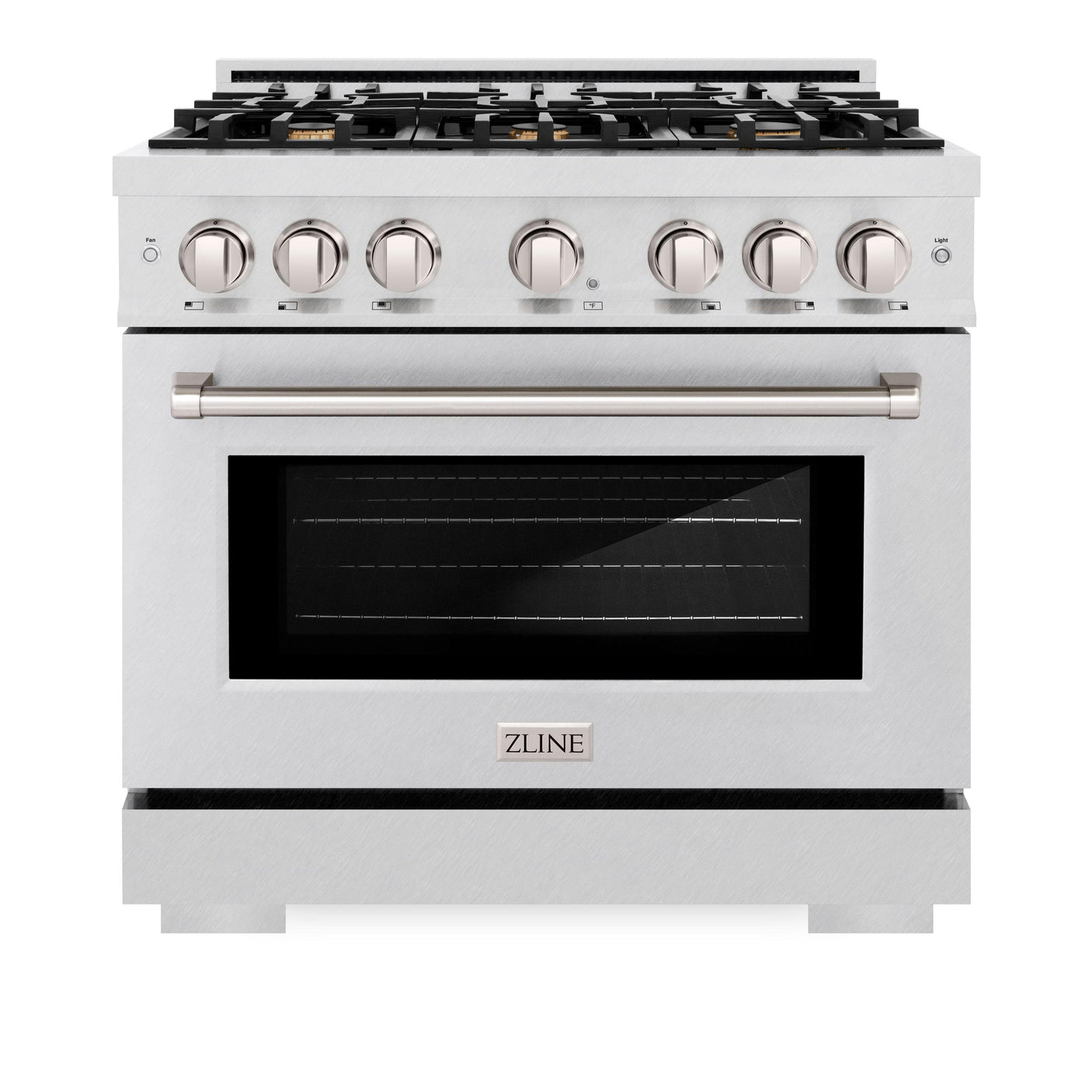 ZLINE 36 in. 5.2 cu. ft. Select Dual Fuel Range with Gas Cooktop and Electric Convection Oven in DuraSnow' Stainless Steel with 6 Brass Burners (HDRS-BR-36)