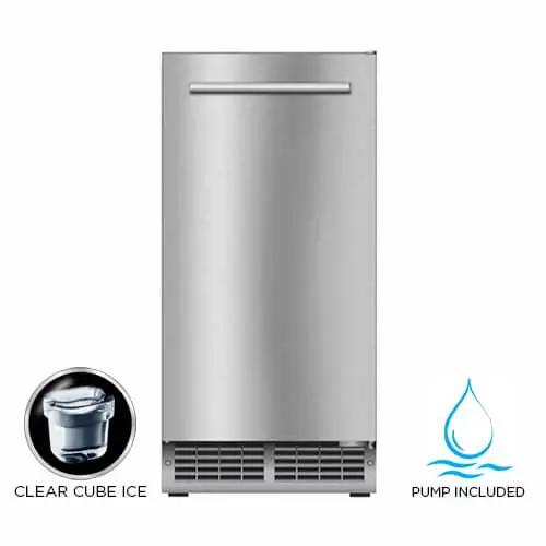 15" Clear Gourmet Ice Maker Fingerprint Resistanr Stainless Steel w Pump