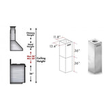 ZLINE 2-36 in. Chimney Extensions for 10 ft. to 12 ft. Ceilings (2PCEXT-9667/9697)