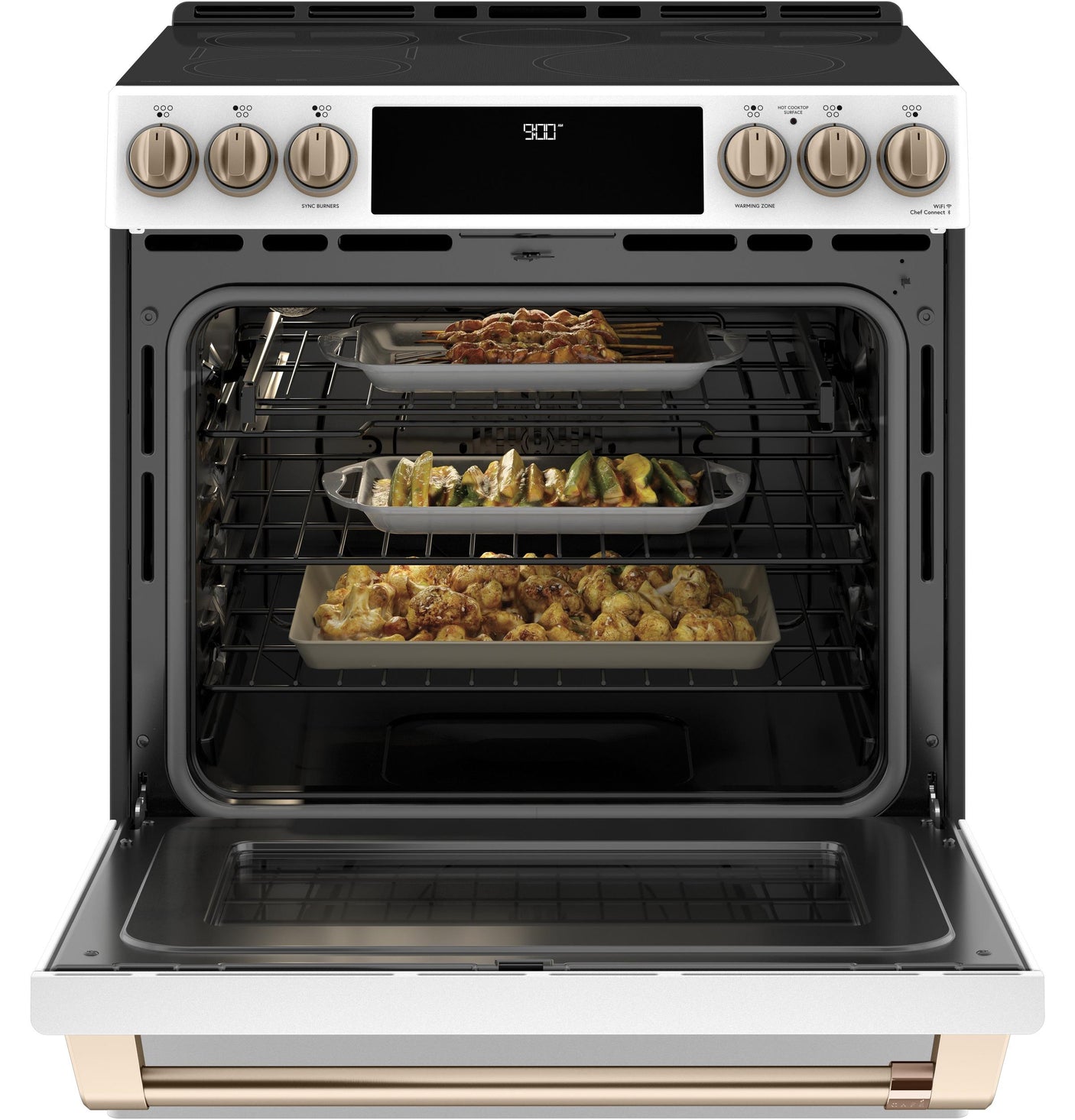 Café™ 30" Smart Slide-In, Front-Control, Induction and Convection Range with Warming Drawer