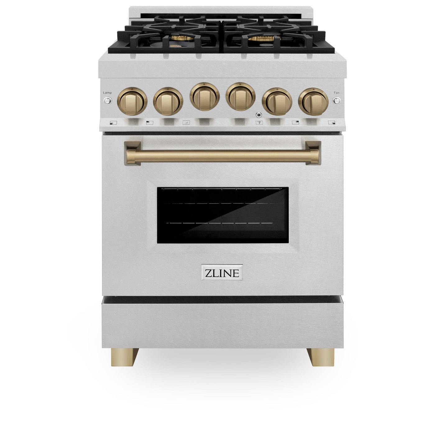 ZLINE Autograph Edition 24" 2.8 cu. ft. Range with Gas Stove and Gas Oven in DuraSnow Stainless Steel with Champagne Bronze Accents (RGSZ-SN-24) [Color: Matte Black]