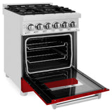 ZLINE 24 in. Professional Dual Fuel Range with Color Door Options (RA24) [Color: Red Gloss]