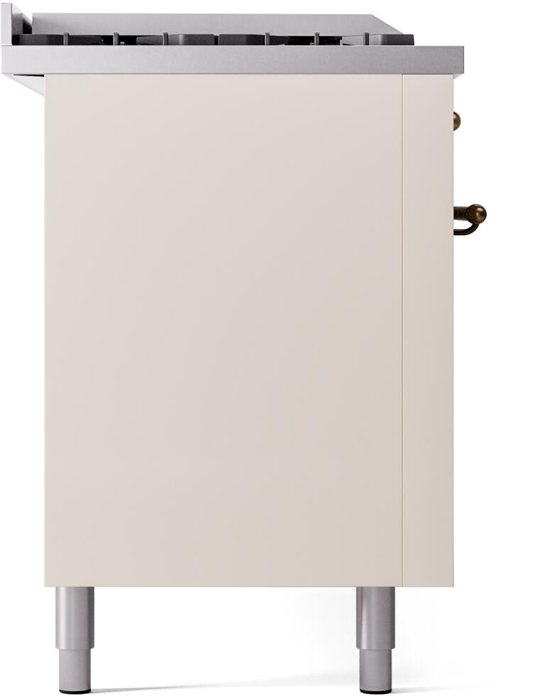 Nostalgie II 60 Inch Dual Fuel Liquid Propane Freestanding Range in Antique White with Bronze Trim