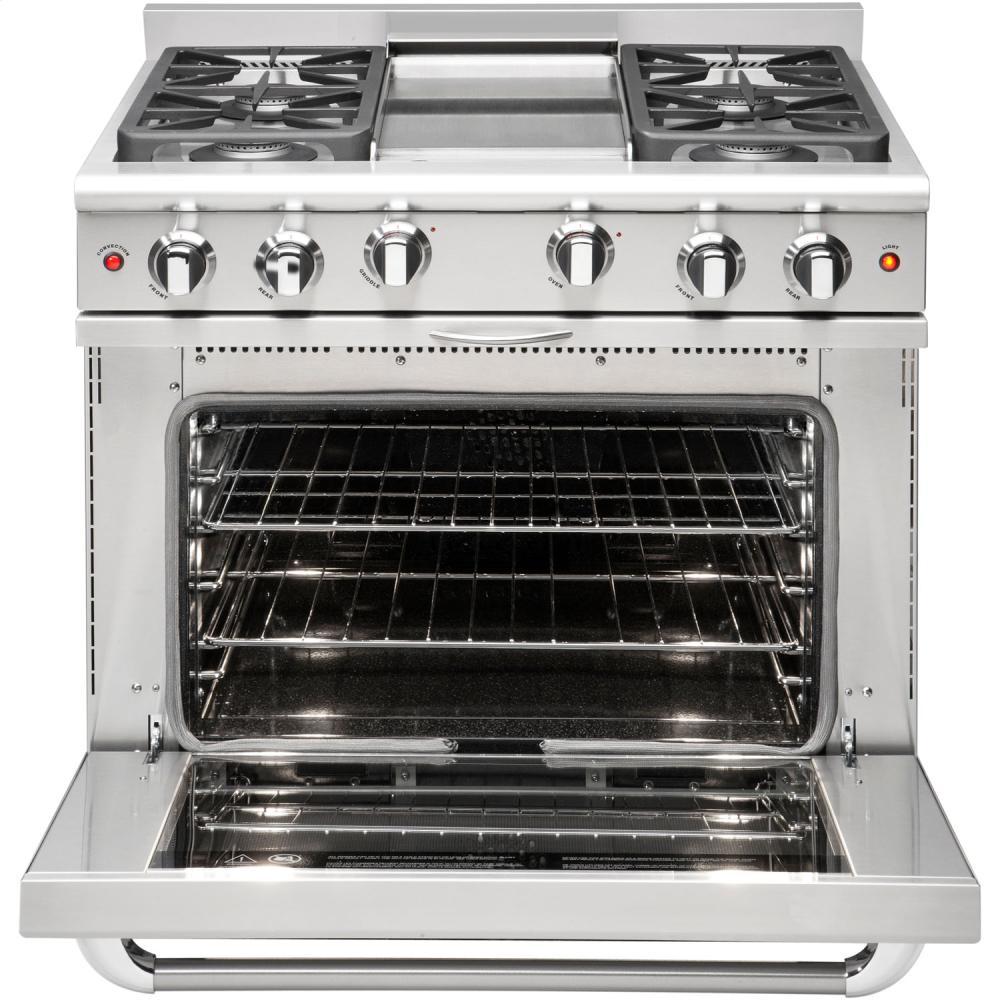 36" Gas Convection Range with 4 Sealed Burners 19K BTU + 12" BBQ