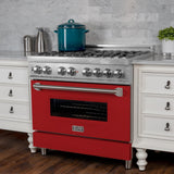 ZLINE 30 in. 4.0 cu. ft. Dual Fuel Range with Gas Stove and Electric Oven in All DuraSnow Stainless Steel with Color Door Options (RAS-SN-30) [Color: Red Gloss]