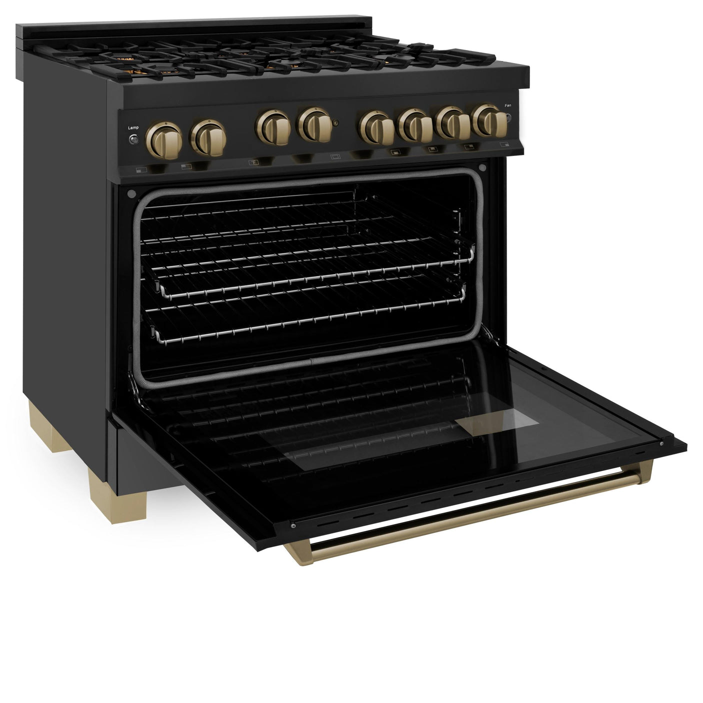 ZLINE Autograph Edition 36" 4.6 cu. ft. Range with Gas Stove and Gas Oven in Black Stainless Steel with Accents (RGBZ-36) [Size: Champagne Bronze]