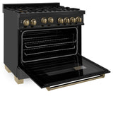 ZLINE Autograph Edition 36" 4.6 cu. ft. Range with Gas Stove and Gas Oven in Black Stainless Steel with Accents (RGBZ-36) [Size: Champagne Bronze]