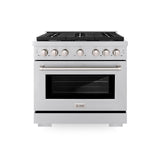 ZLINE 36 In. Freestanding Gas Range in Stainless Steel with Brass Burners (SGR-BR-36)