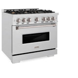 ZLINE 36 in. 5.2 cu. ft. Classic Gas Range with Convection Gas Oven in DuraSnow' Stainless Steel with 6 Brass Burners (CGRS-BR-36)