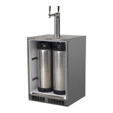 Outdoor 24" Twin Tap Built In Beer Dispenser with Stainless Steel Door - Solid Stainless Steel Door With Lock - Left Hinge