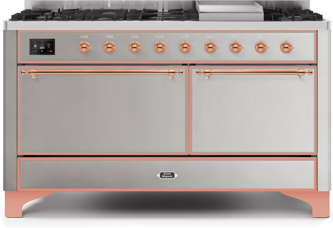 Majestic II 60 Inch Dual Fuel Liquid Propane Freestanding Range in Stainless Steel with Copper Trim