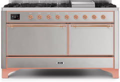 Majestic II 60 Inch Dual Fuel Liquid Propane Freestanding Range in Stainless Steel with Copper Trim