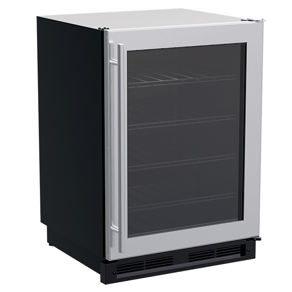 24-In Built-In Single Zone Wine Refrigerator with Door Style - Stainless Steel Frame Glass