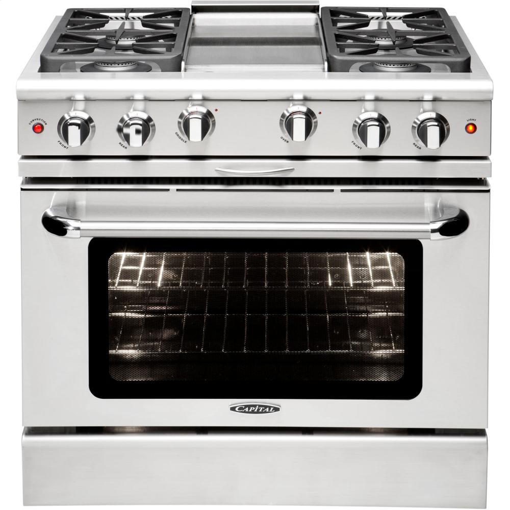 36" Gas Convection Range with 6 Sealed Burners 19K BTU + 12" Griddle