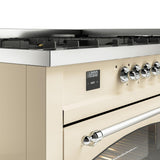 Nostalgie II 60 Inch Dual Fuel Natural Gas Freestanding Range in Antique White with Chrome Trim