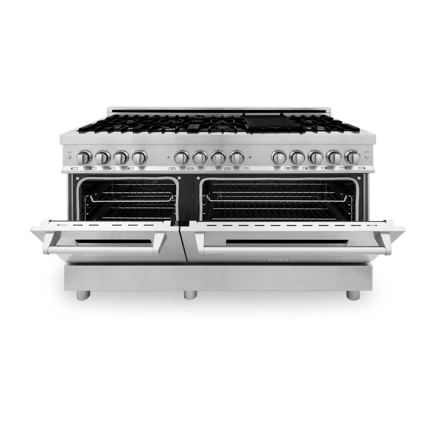 ZLINE 60 in. 7.4 cu. ft. Dual Fuel Range with Gas Stove and Electric Oven in Stainless Steel with Color Options (RA60) [Color: Blue Gloss]