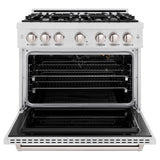 ZLINE 36 in. 5.2 cu. ft. Classic Gas Range with 6 Burner Cooktop and Convection Gas Oven in DuraSnow' Stainless Steel (CGRS-36)