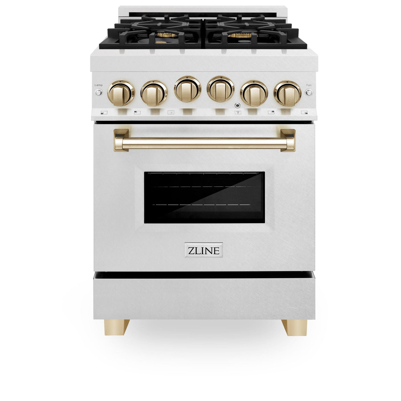 ZLINE Autograph Edition 24" 2.8 cu. ft. Range with Gas Stove and Gas Oven in DuraSnow Stainless Steel with Champagne Bronze Accents (RGSZ-SN-24) [Color: Champagne Bronze]