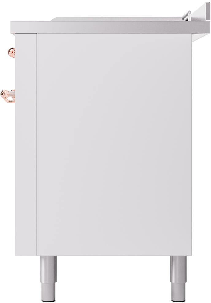 Nostalgie II 60 Inch Dual Fuel Natural Gas Freestanding Range in White with Copper Trim