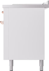 Nostalgie II 60 Inch Dual Fuel Natural Gas Freestanding Range in White with Copper Trim