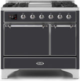 Majestic II 40 Inch Dual Fuel Natural Gas Freestanding Range in Matte Graphite with Chrome Trim