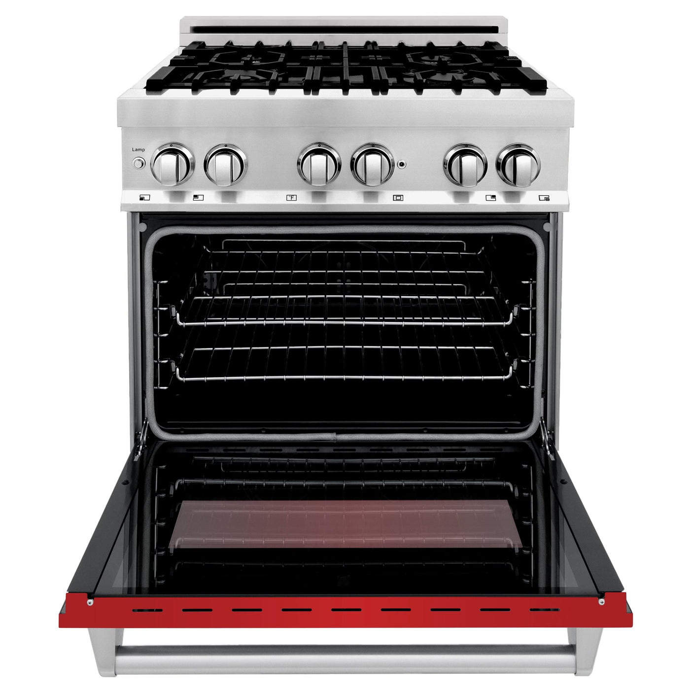 ZLINE 30 in. Dual Fuel Range with Gas Stove and Electric Oven in Stainless Steel (RA30) [Color: Red Matte]