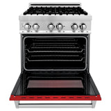 ZLINE 30 in. Dual Fuel Range with Gas Stove and Electric Oven in Stainless Steel (RA30) [Color: Red Matte]