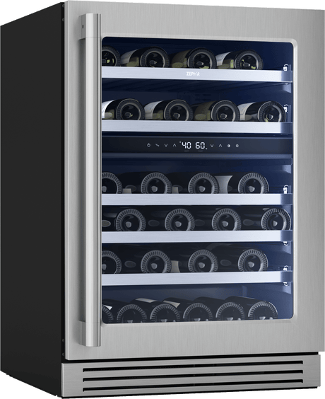 Presrv Pro Wine Cooler, 24in Under Cabinet, SS+Glass, Reverse Door, 2 Zone