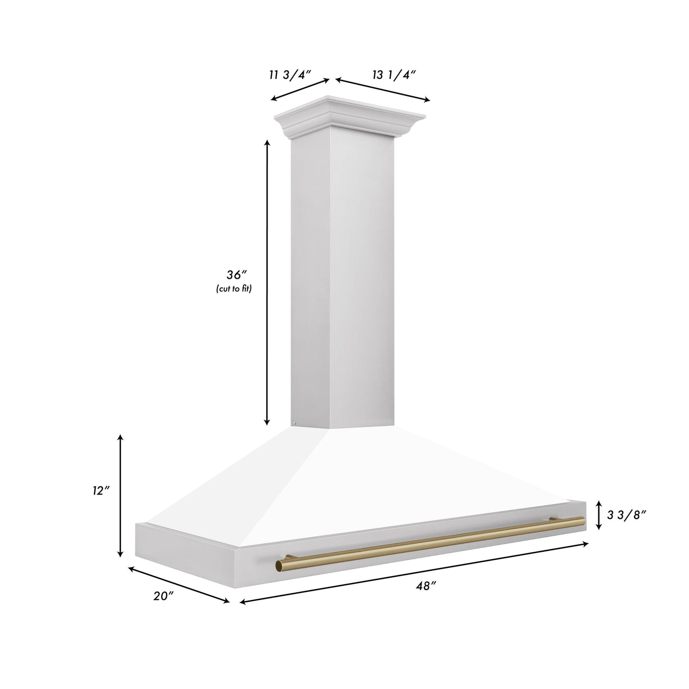 ZLINE 48 in. Autograph Edition Convertible Stainless Steel Range Hood with White Matte Shell and Champagne Bronze Accents (KB4STZ-WM48-CB) [Color: Champagne Bronze Accents]