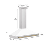 ZLINE 48 in. Autograph Edition Convertible Stainless Steel Range Hood with White Matte Shell and Champagne Bronze Accents (KB4STZ-WM48-CB) [Color: Champagne Bronze Accents]