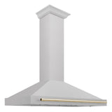 ZLINE 48 in. Autograph Edition Convertible Fingerprint Resistant DuraSnow Stainless Steel Range Hood with Champagne Bronze Handle (KB4SNZ-48-CB) [Color: Gold Accents]