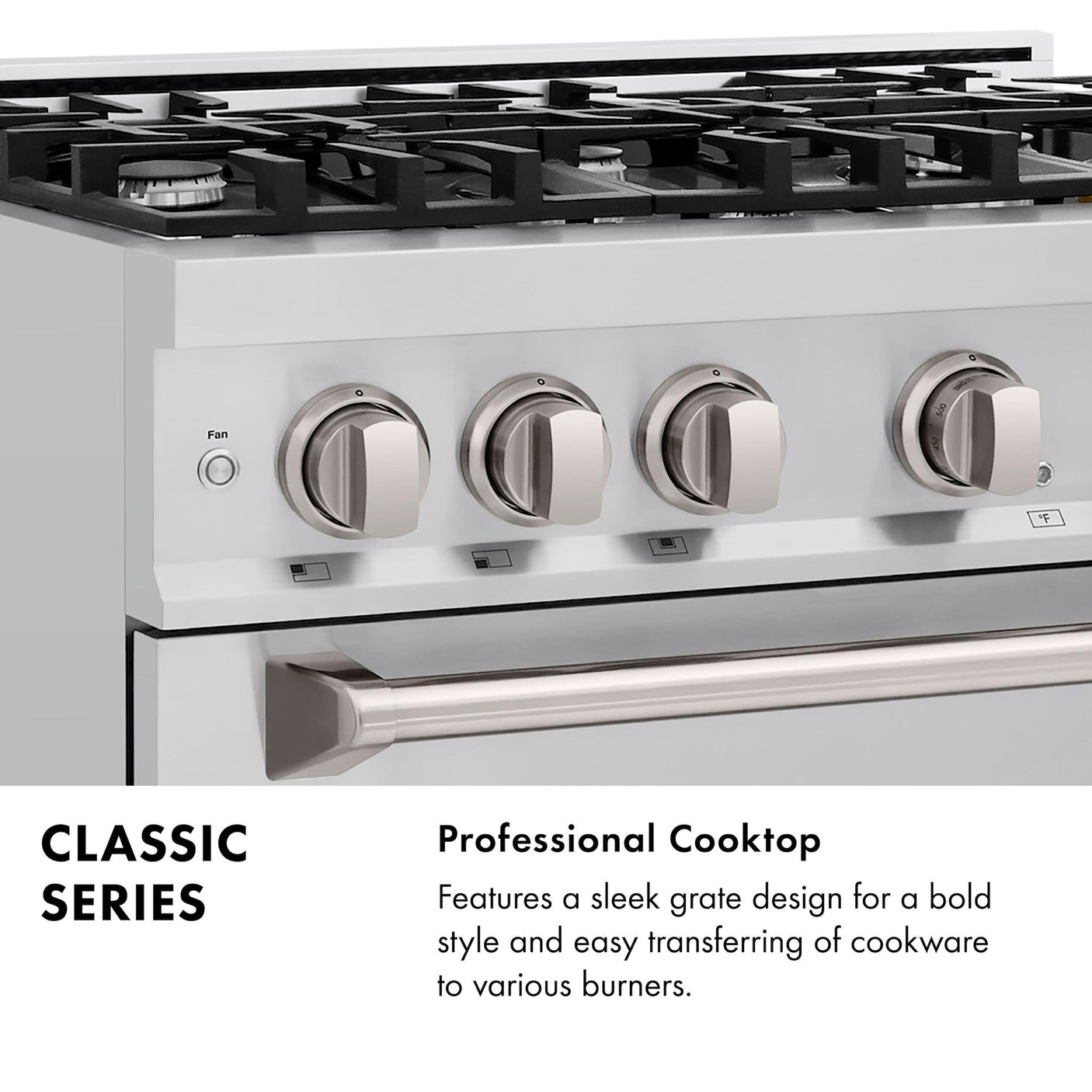 ZLINE 36 in. 5.2 cu. ft. Classic Gas Range with 6 Burner Cooktop and Convection Gas Oven in Stainless Steel (CGR36)