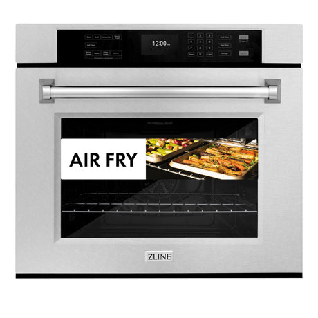 ZLINE 30 in. Professional True Convection Single Wall Oven with Air Fry and Self Clean in DuraSnow' Stainless Steel (WASS-30)