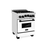 ZLINE Autograph Edition 24" 2.8 cu. ft. Range with Gas Stove and Gas Oven in Stainless Steel with White Matte Door and Matte Black Accents (RGZ-WM-24) [Color: Gold]