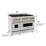 ZLINE Autograph Edition 48" 6.0 cu. ft. Range with Gas Stove and Gas Oven in DuraSnow Stainless Steel with Accents (RGSZ-SN-48) [Color: Champagne Bronze]