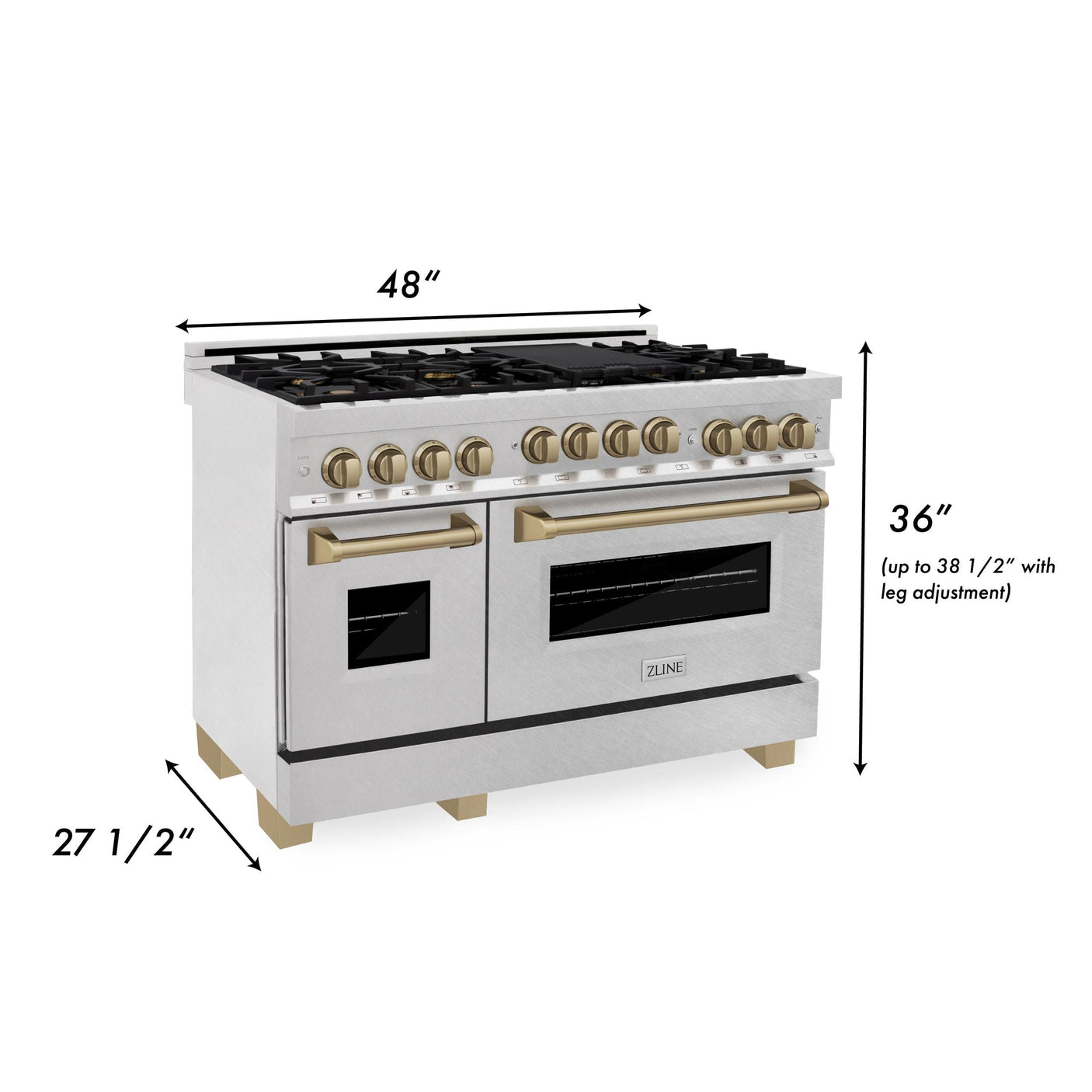 ZLINE Autograph Edition 48" 6.0 cu. ft. Range with Gas Stove and Gas Oven in DuraSnow Stainless Steel with Accents (RGSZ-SN-48) [Color: Matte Black]