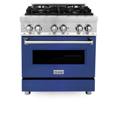 ZLINE 30 in. Dual Fuel Range with Gas Stove and Electric Oven in Stainless Steel (RA30) [Color: Blue Matte]