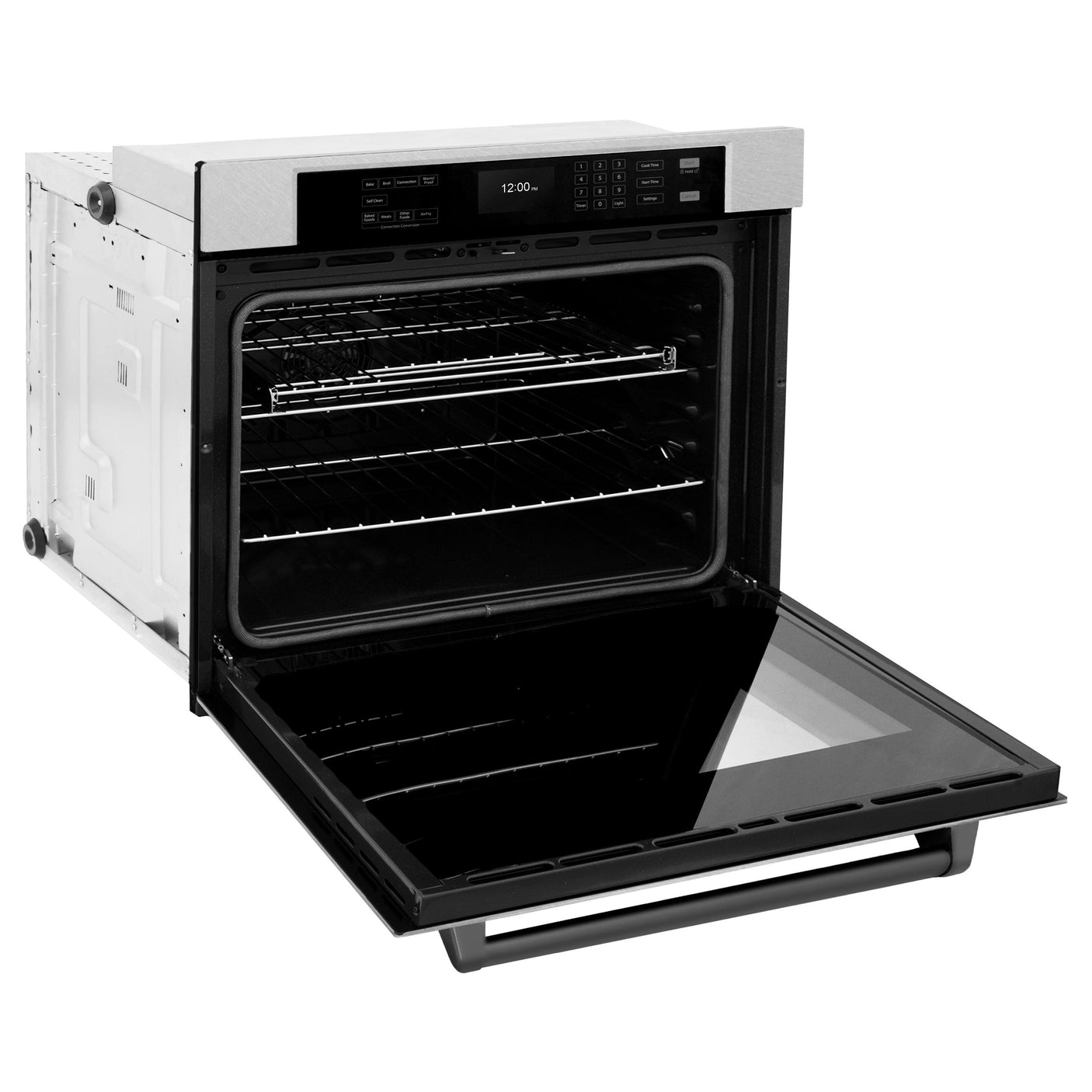 ZLINE 30 in. Autograph Edition Professional True Convection Single Wall Oven with Air Fry and Self Clean in DuraSnow' Stainless Steel with Matte Black Handle (WASSZ-30-MB)