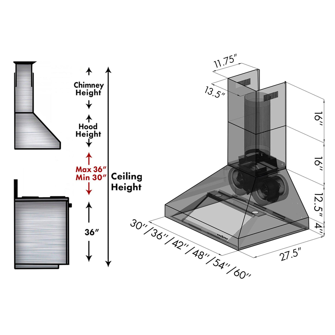 ZLINE Single Remote Blower Wall Mount Range Hood in Stainless Steel (697-RS) [Size: 48 Inch]