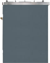 Majestic II 30 Inch Dual Fuel Liquid Propane Freestanding Range in Blue Grey with Brass Trim