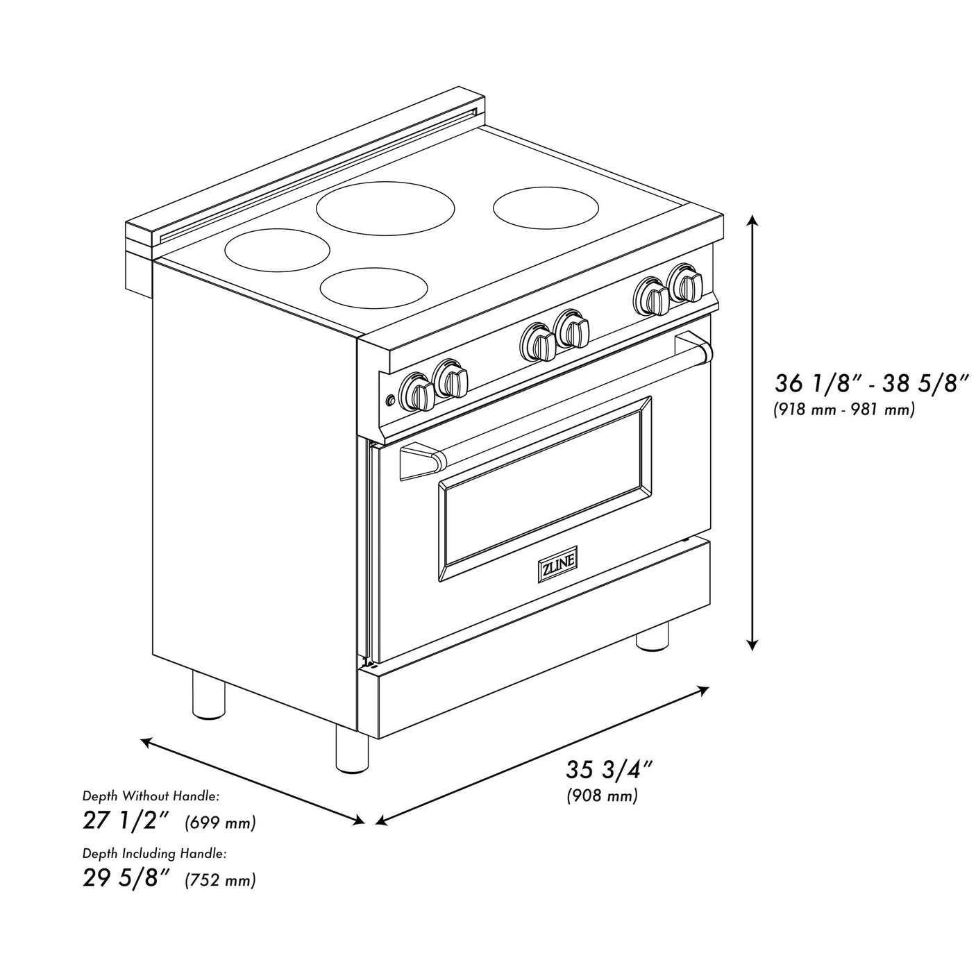 ZLINE 36" 4.6 cu. ft. Induction Range with a 5 Element Stove and Electric Oven in Stainless Steel (RAIND-36) [Color: Stainless Steel]